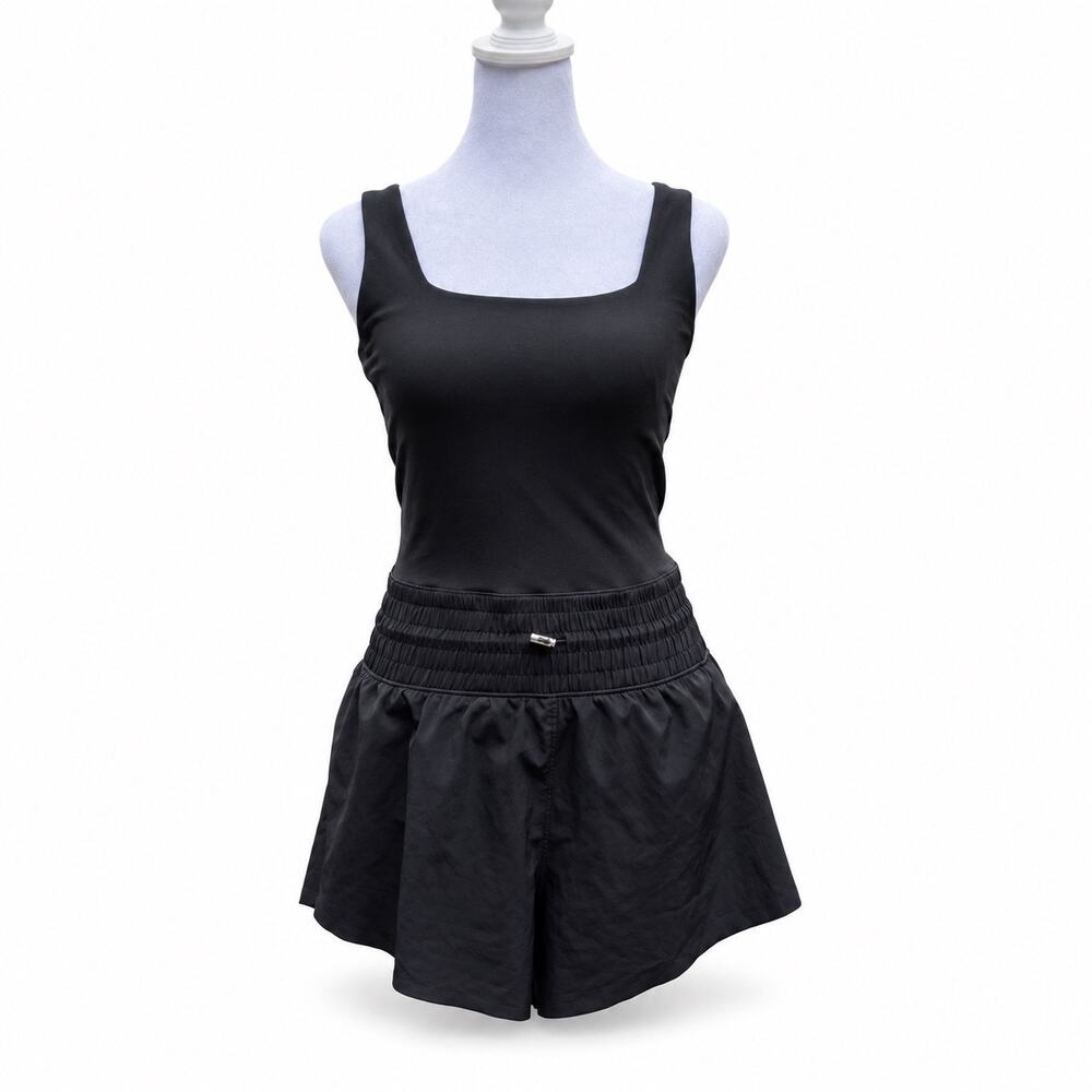 Abercrombie & Fitch YPB Black Square Neck Athletic Romper